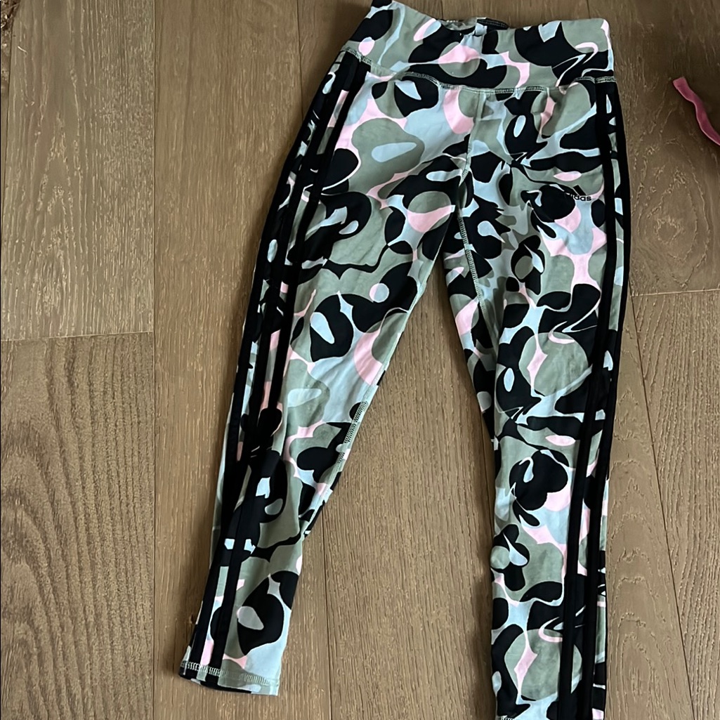 Adidas Kids Camouflage Leggings - Pink, Green, Black
